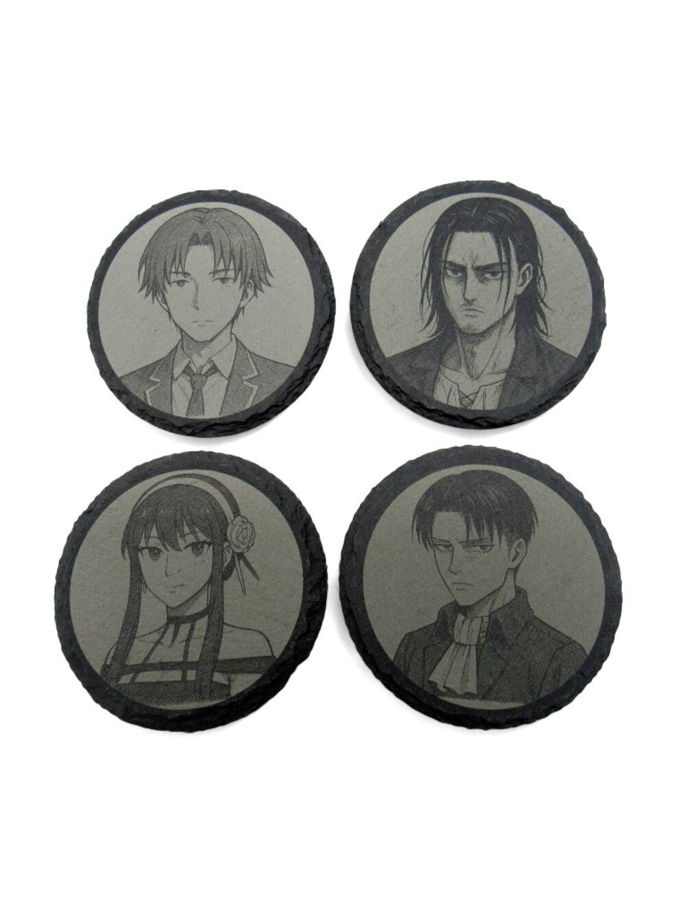 Coaster Anime Set Of 4 Animations Round Gray Slate 4"